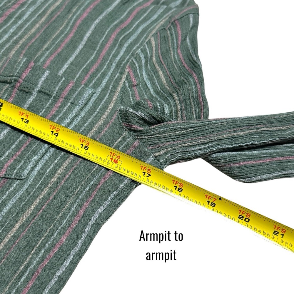 Carve Designs Dylan Gauze Shirt Cotton Striped Green Coastal Travel Comfort S - Picture 10 of 11